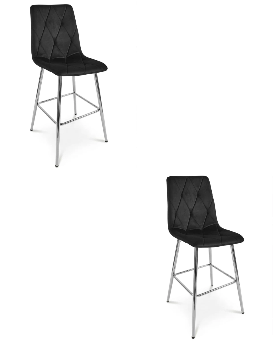Hocker Libra - Juodas Aksomas / Chromuotos Kojos X 2