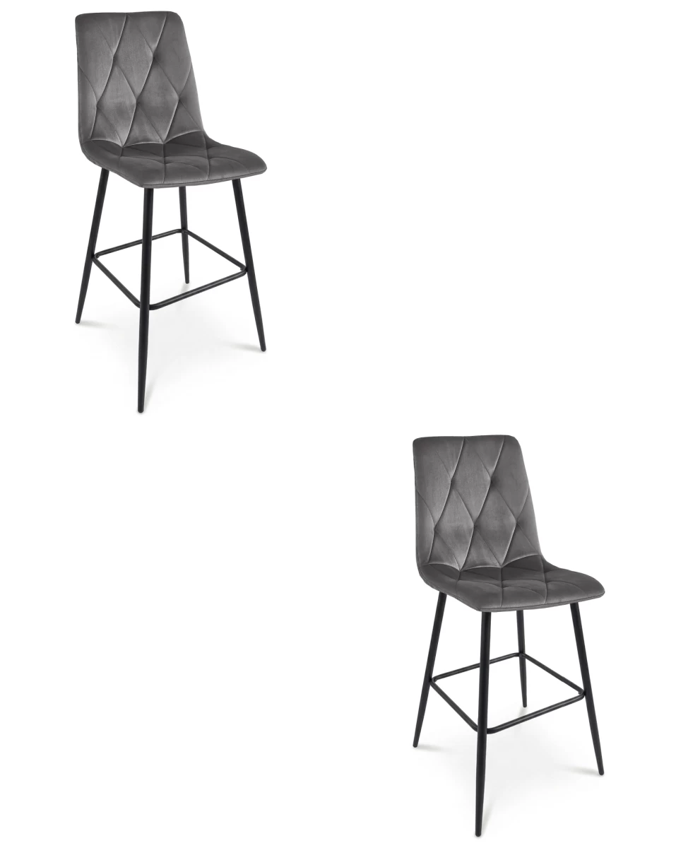 Hocker Libra - Tamsiai Pilkas Aksomas / Juodos Kojos X 2