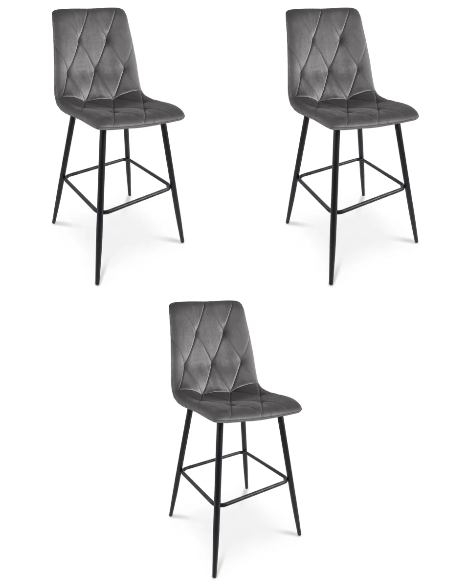 Hocker Libra - Tamsiai Pilkas Aksomas / Juodos Kojos X 3