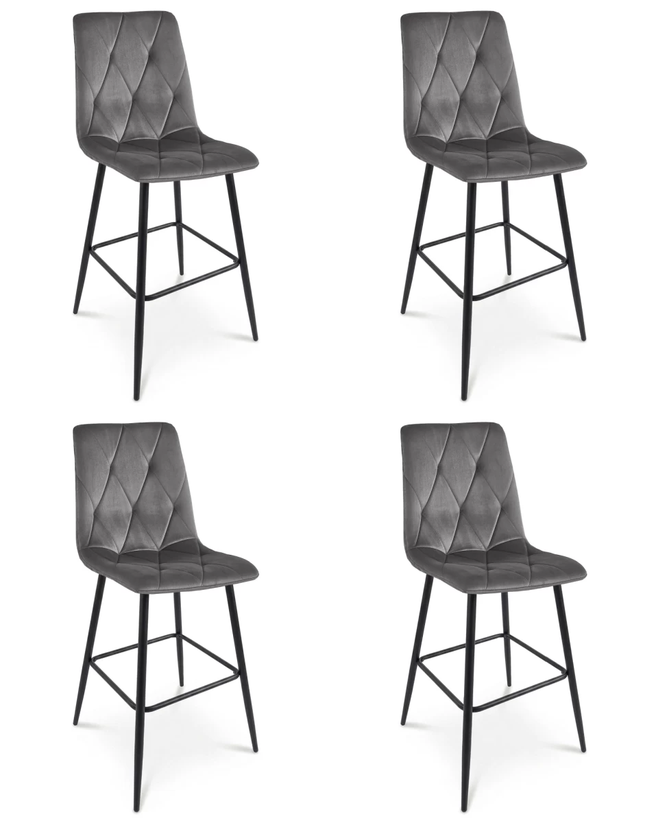Hocker Libra - Tamsiai Pilkas Aksomas / Juodos Kojos X 4