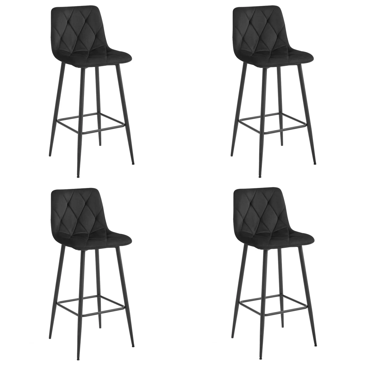 Hocker Nado - Juodas Aksomas / Juodos Kojos X 4