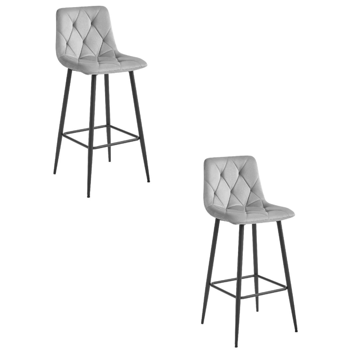 Hocker Nado - Sidabriškai Pilkas Aksomas / Juodos Kojos X 2