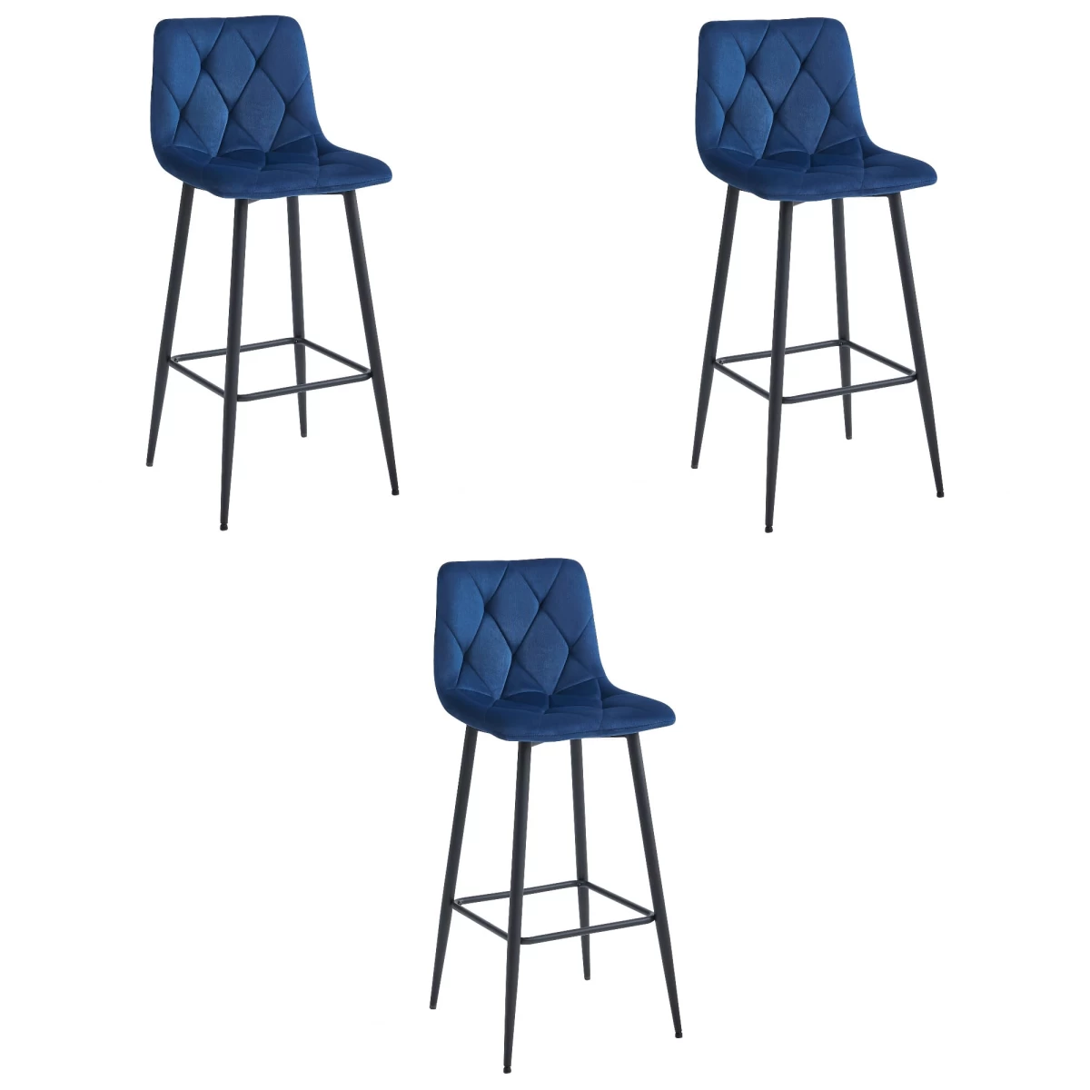 Hocker Nado - Tamsiai Mėlynas Aksomas / Juodos Kojos X 3