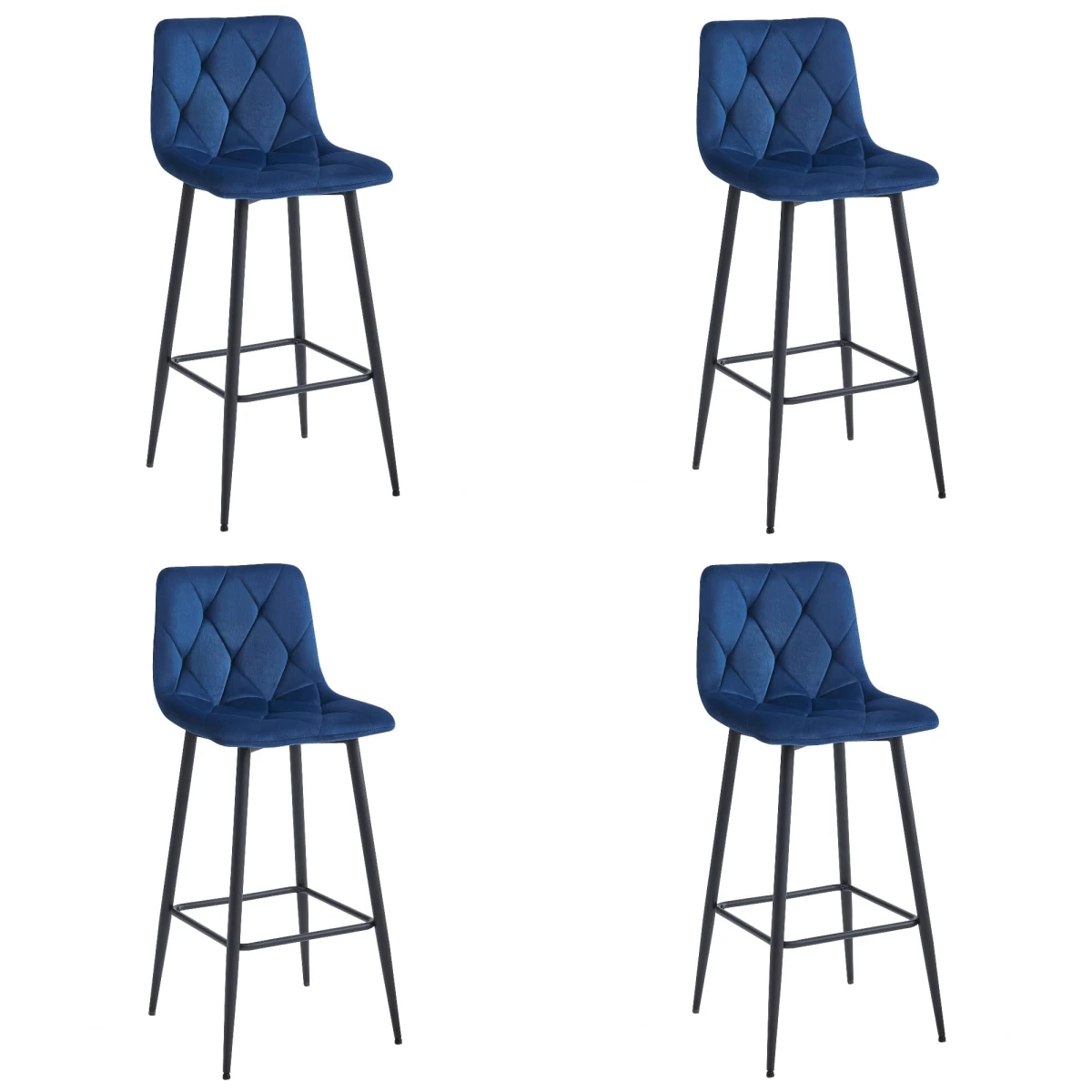 Hocker Nado - Tamsiai Mėlynas Aksomas / Juodos Kojos X 4