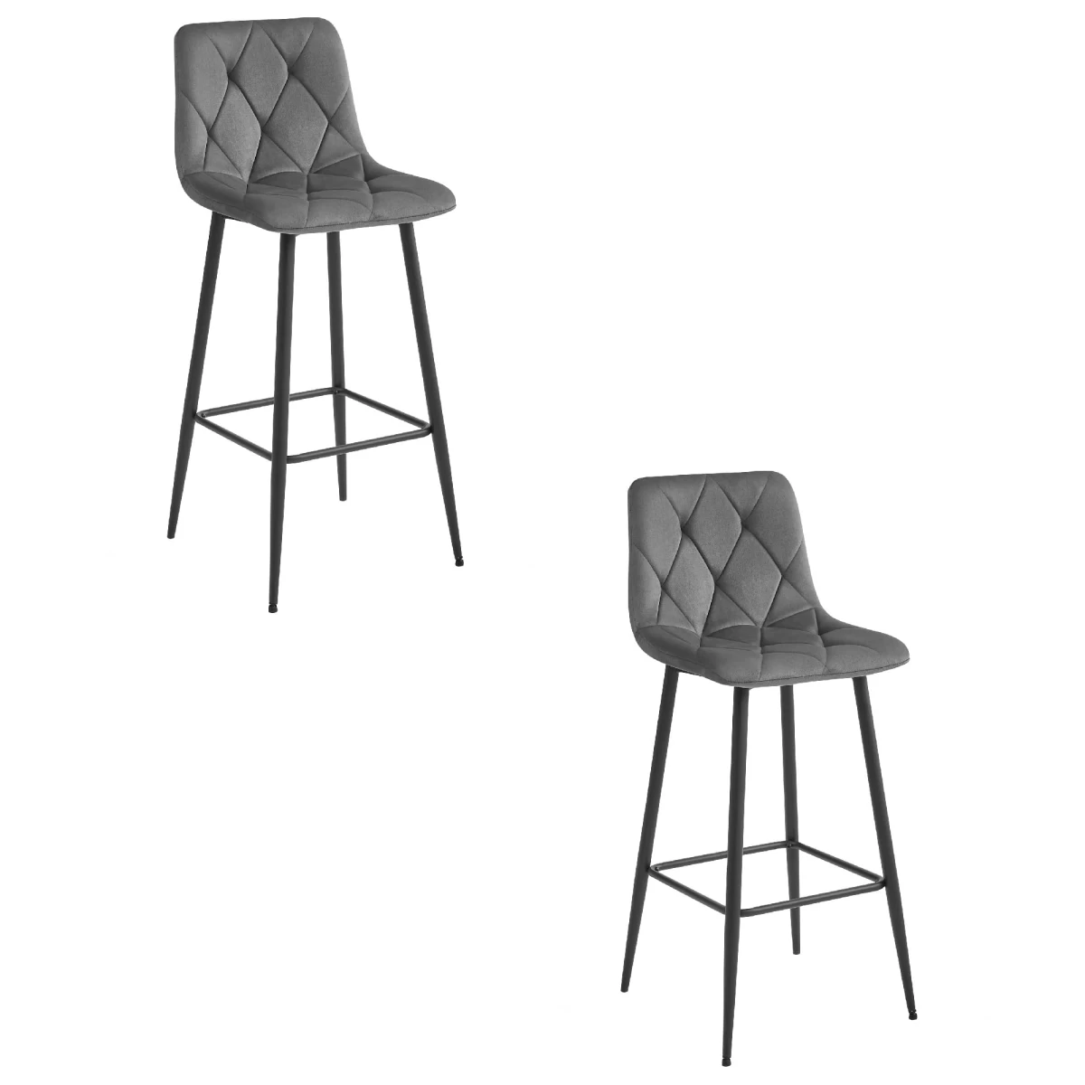 Hocker Nado - Tamsiai Pilkas Aksomas / Juodos Kojos X 2