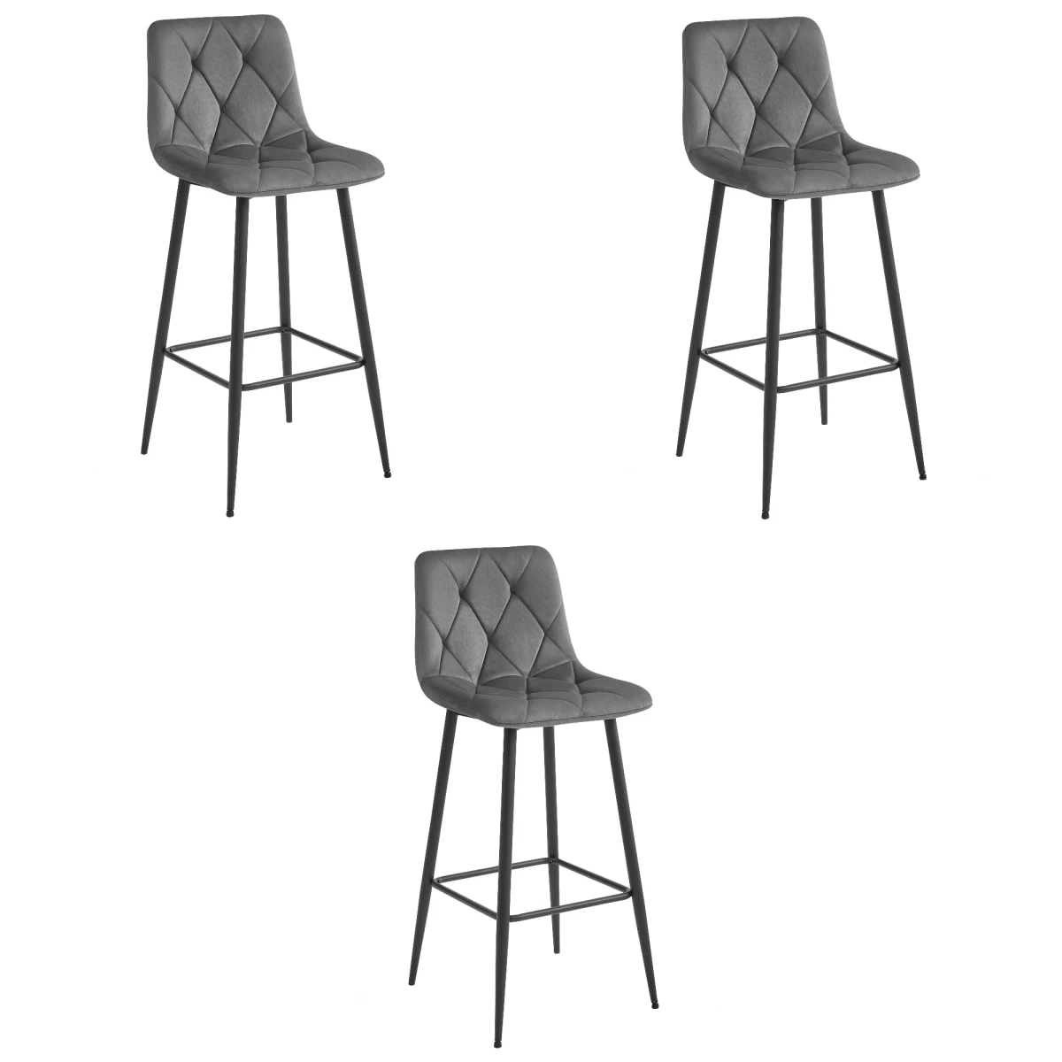 Hocker Nado - Tamsiai Pilkas Aksomas / Juodos Kojos X 3