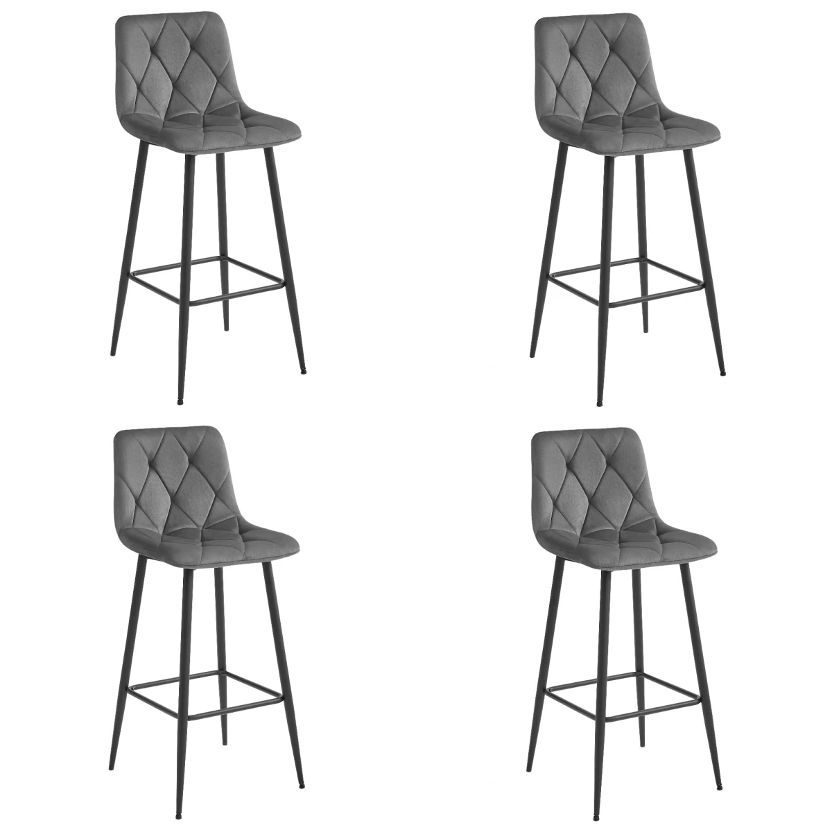 Hocker Nado - Tamsiai Pilkas Aksomas / Juodos Kojos X 4