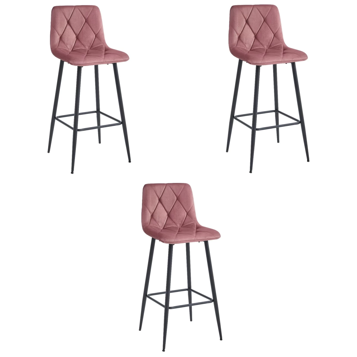 Hocker Nado - Tamsiai Rožinis Aksomas / Juodos Kojos X 3