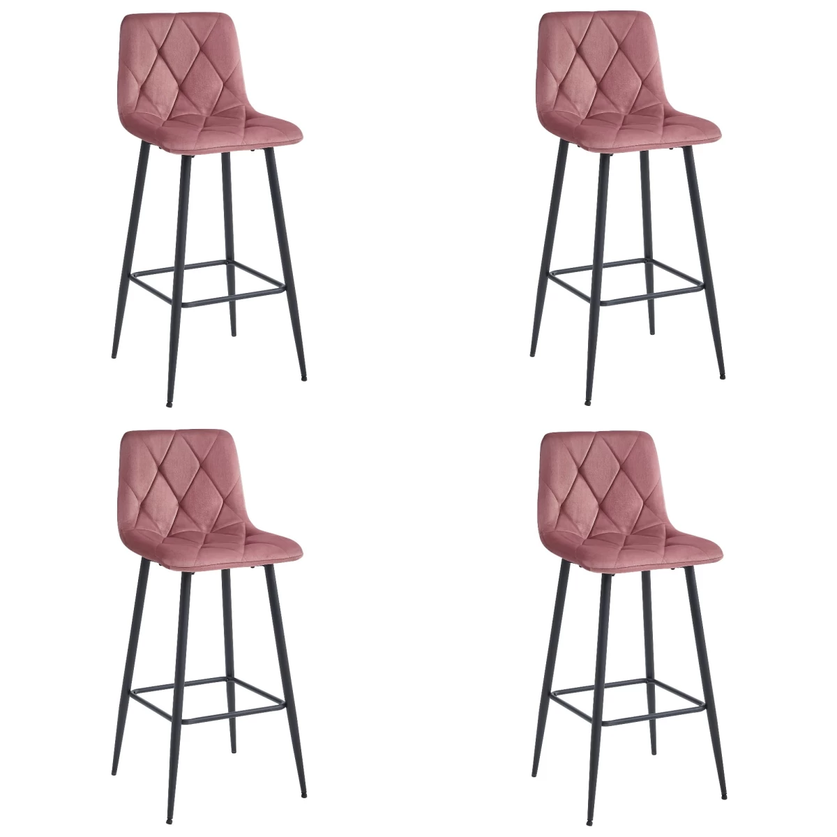 Hocker Nado - Tamsiai Rožinis Aksomas / Juodos Kojos X 4