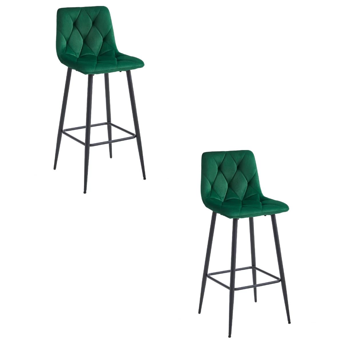 Hocker Nado - Tamsiai žalias Aksomas / Juodos Kojos X 2