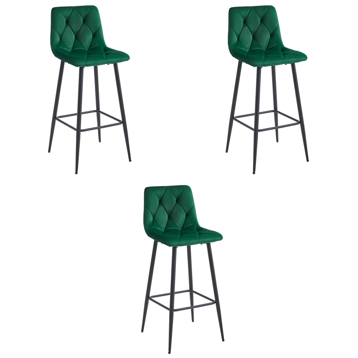 Hocker Nado - Tamsiai žalias Aksomas / Juodos Kojos X 3