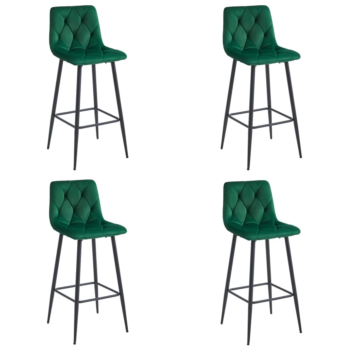 Hocker Nado - Tamsiai žalias Aksomas / Juodos Kojos X 4