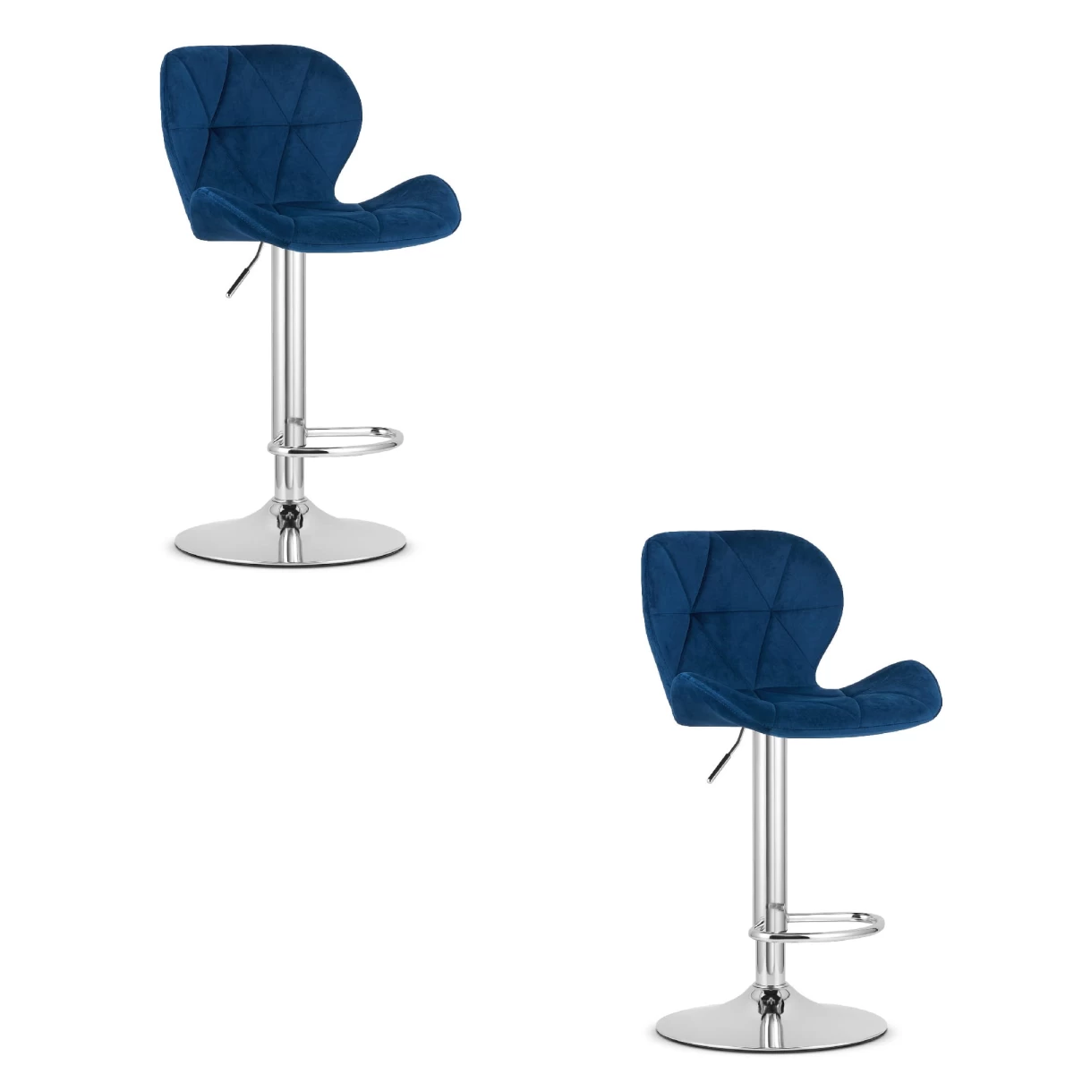 Hocker West - Tamsiai Mėlynas Aksomas / Chromuotas Pagrindas X 2