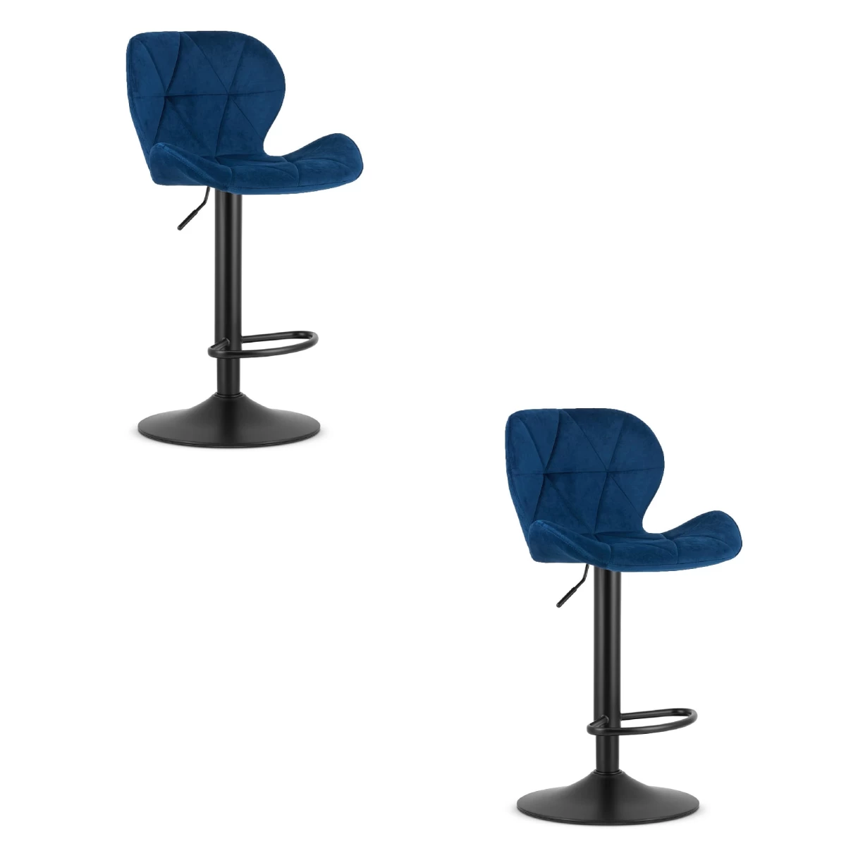 Hocker West - Tamsiai Mėlynas Aksomas / Juodas Pagrindas X 2