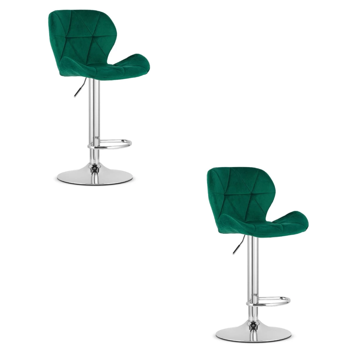 hocker West - žalias Aksomas / Chromuotas Pagrindas X 2