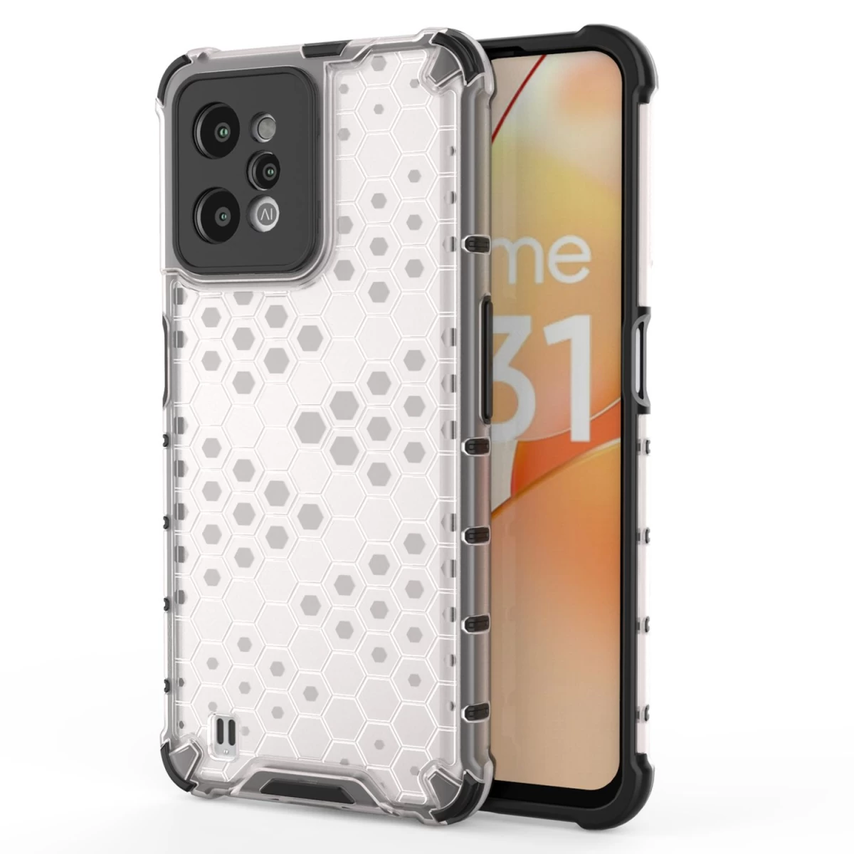 Honeycomb Armor Korpusas Apsauginis Dangtelis Su Geliniu Rėmeliu Realme C31 Skaidrus