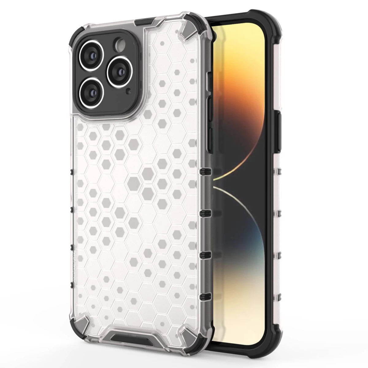 Honeycomb Dėklas Iphone 14 Pro Max šarvuotas Hibridinis Dėklas Skaidrus