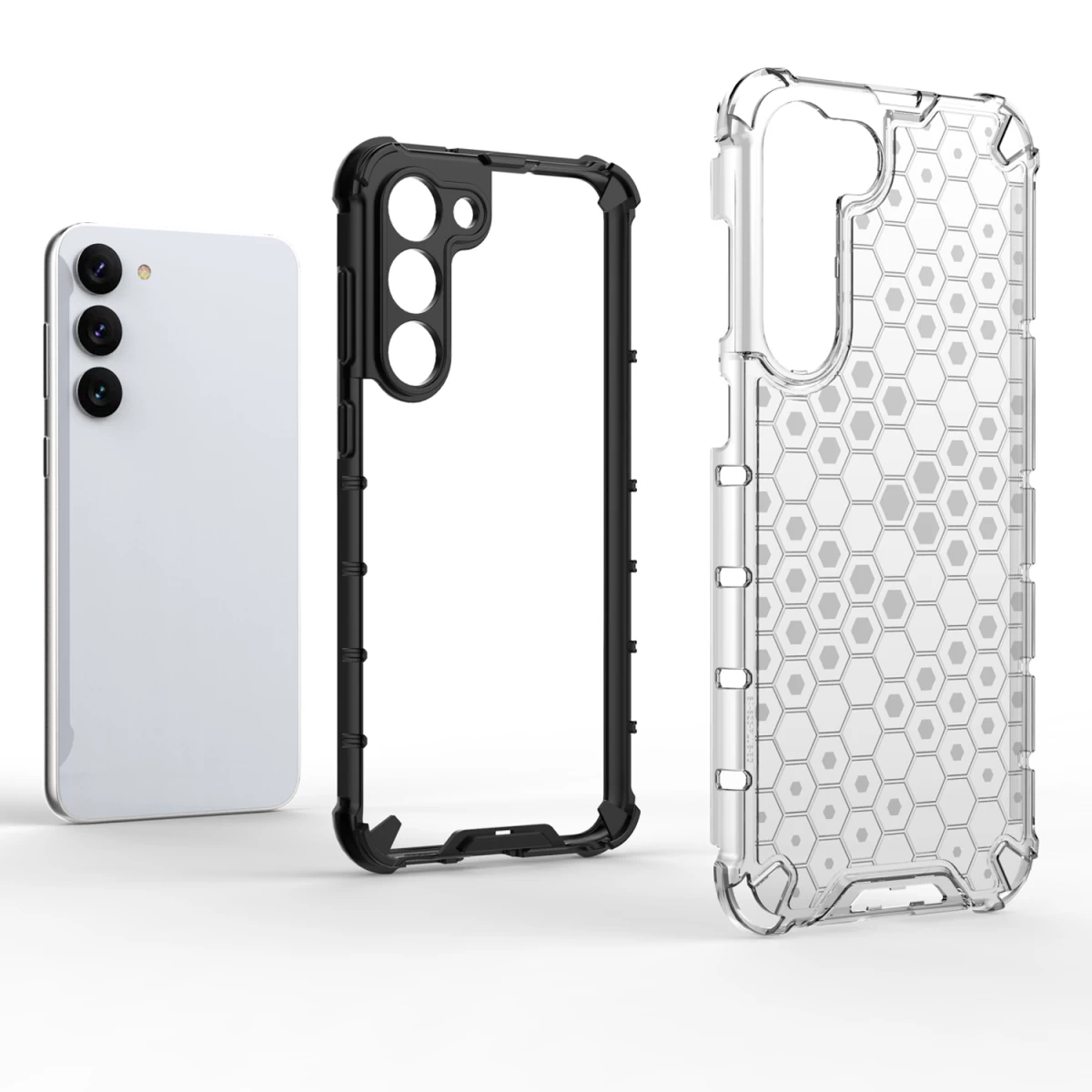 Honeycomb Dėklas Samsung Galaxy S23+ šarvuotas Hibridinis Dėklas Skaidrus