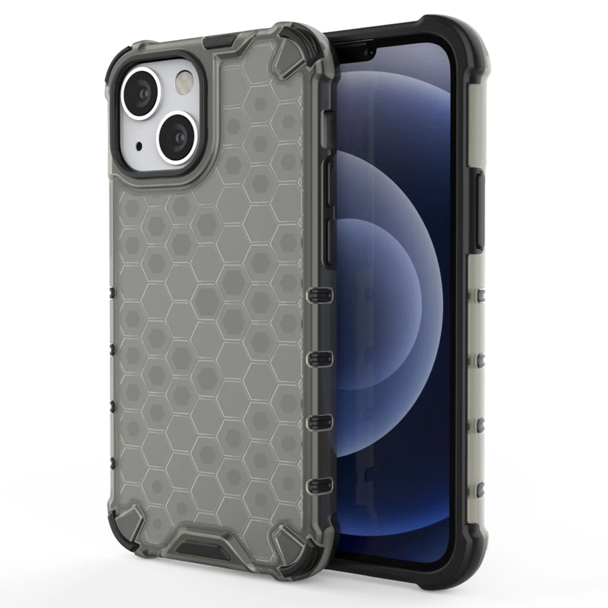 honeycomb Kietas šarvuotas Dėklas Su Gelio Rėmeliu, Skirtas iphone 13 Mini, Juodas