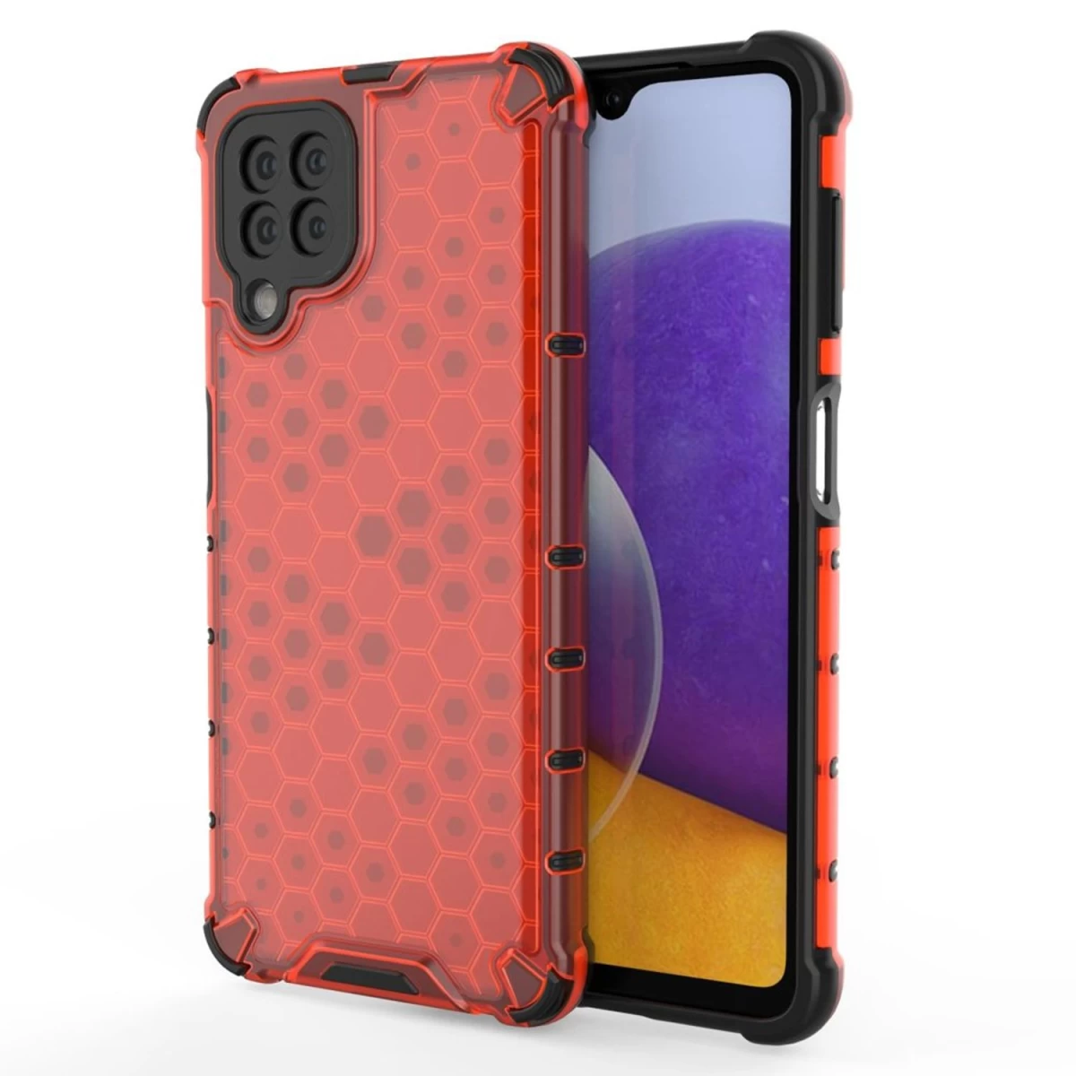 honeycomb Korpuso šarvuotas Dangtelis Su Geliniu Rėmeliu Samsung Galaxy A22 4g Raudonas
