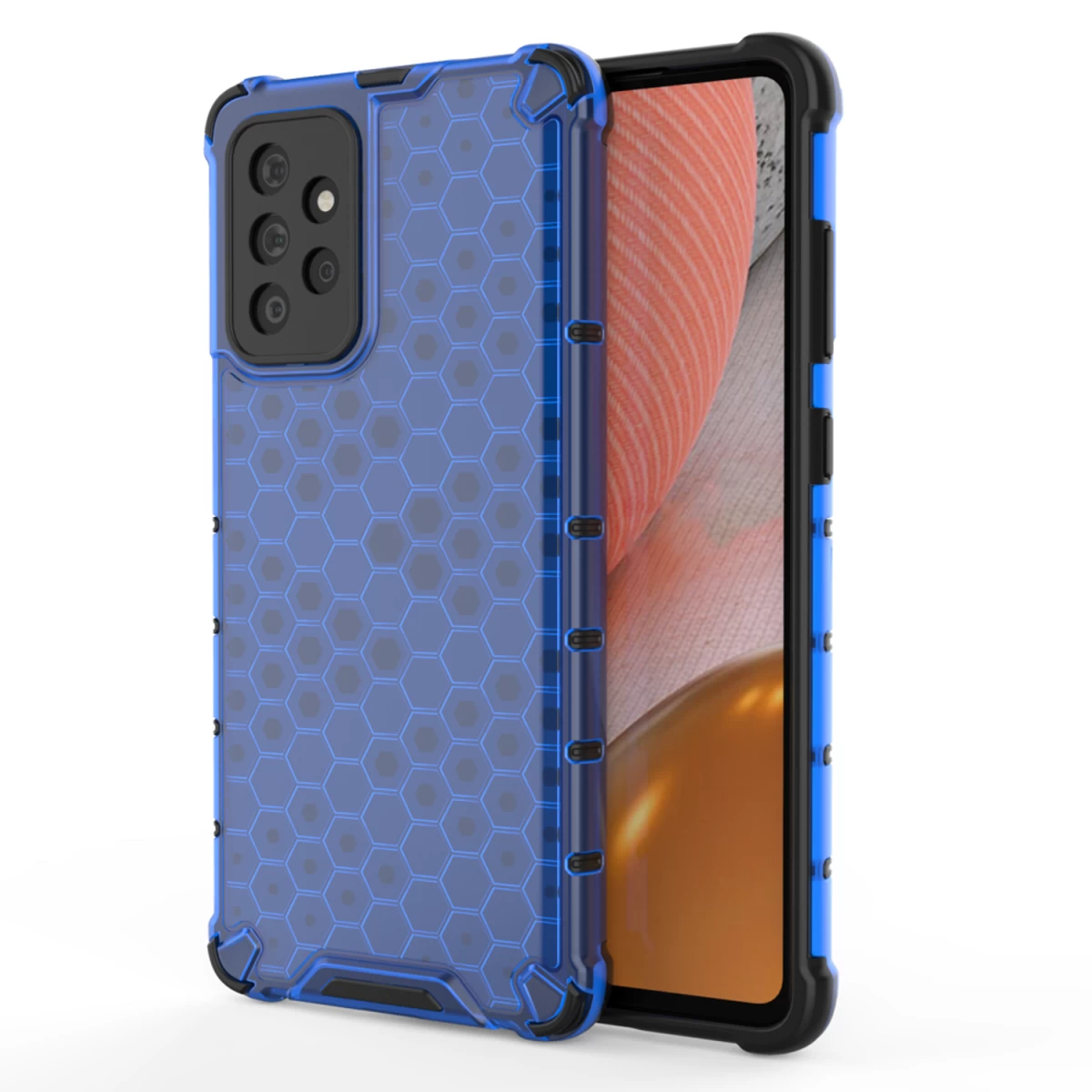 honeycomb Korpuso šarvuotas Dangtelis Su Geliniu Rėmeliu Samsung Galaxy A72 4g Mėlynas