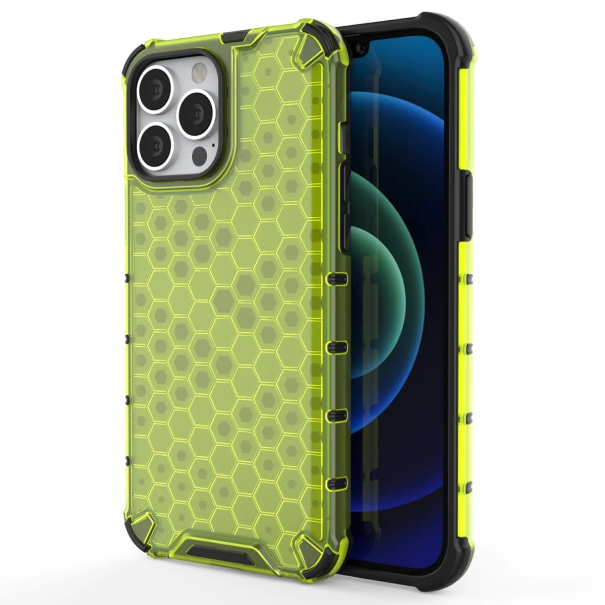 honeycomb Korpuso šarvuotas Dangtelis Su Gelio Rėmeliu iphone 13 Pro Max žalias