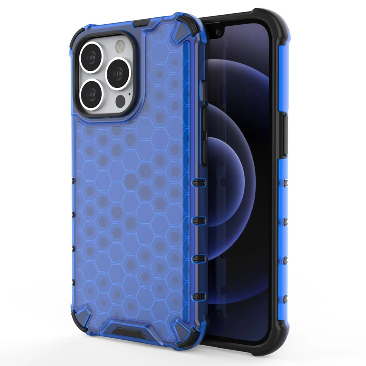 honeycomb Korpuso šarvuotas Dangtelis Su Gelio Rėmeliu iphone 13 Pro Mėlynas