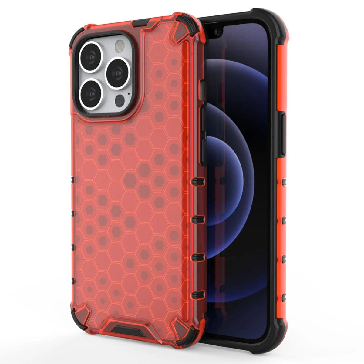 honeycomb Korpuso šarvuotas Dangtelis Su Gelio Rėmeliu iphone 13 Pro Raudonas