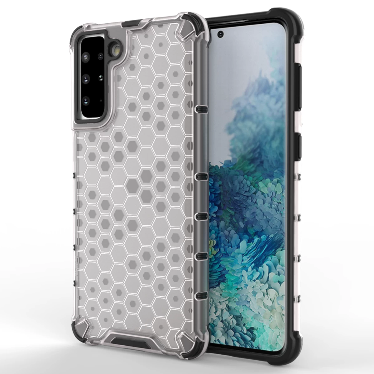 honeycomb Korpuso šarvuotas Dangtelis Su Gelio Rėmeliu Samsung Galaxy S21+ 5g (s21 Plus 5g) Skaidrus honeycomb Korpuso šarvuotas Dangtelis Su Gelio Rėmeliu Samsung Galaxy S21+ 5g (s21 Plus 5g) Skaidrus