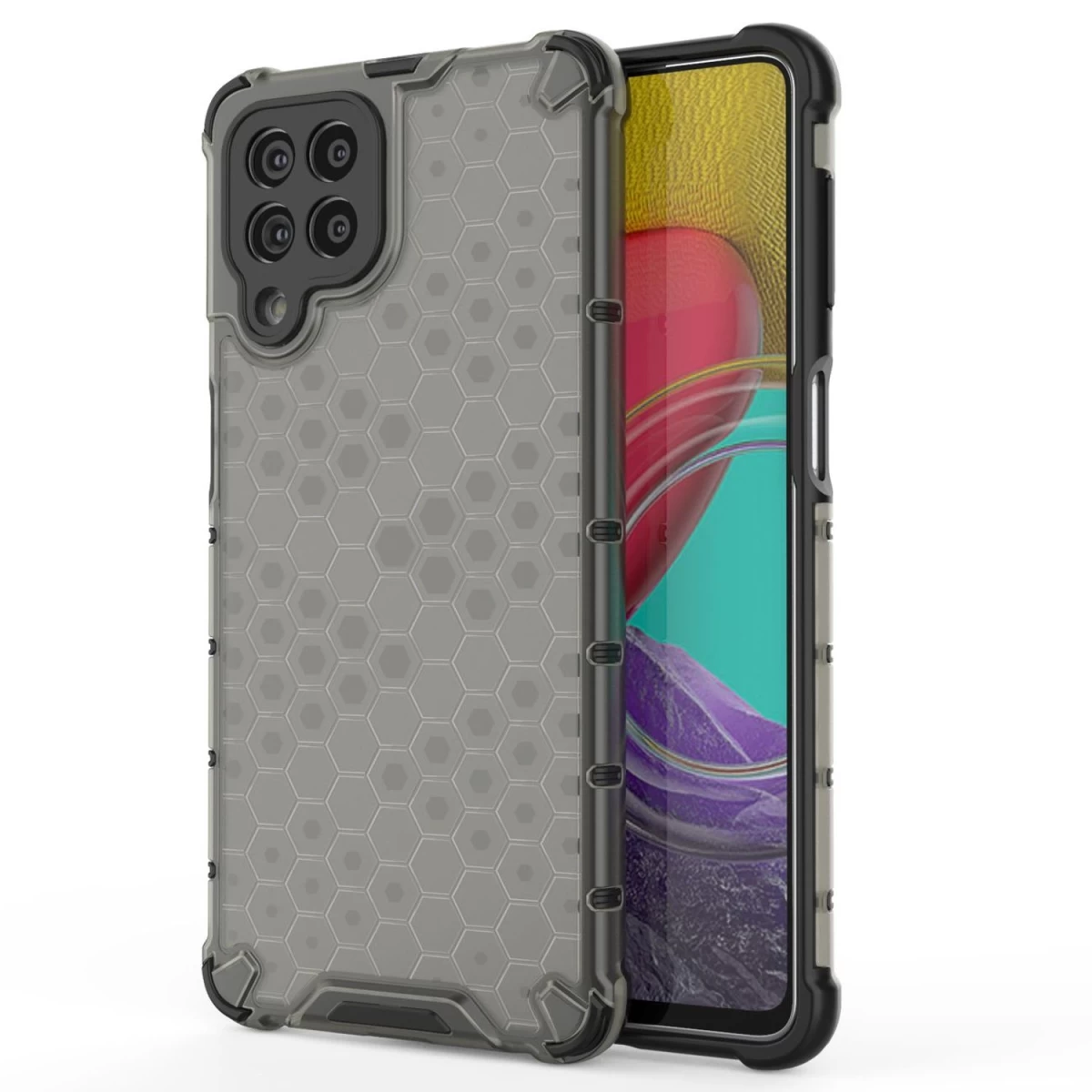 honeycomb šarvuotas Dėklas Su Geliniu Rėmeliu, Skirtas samsung Galaxy M53 5g, Juodas