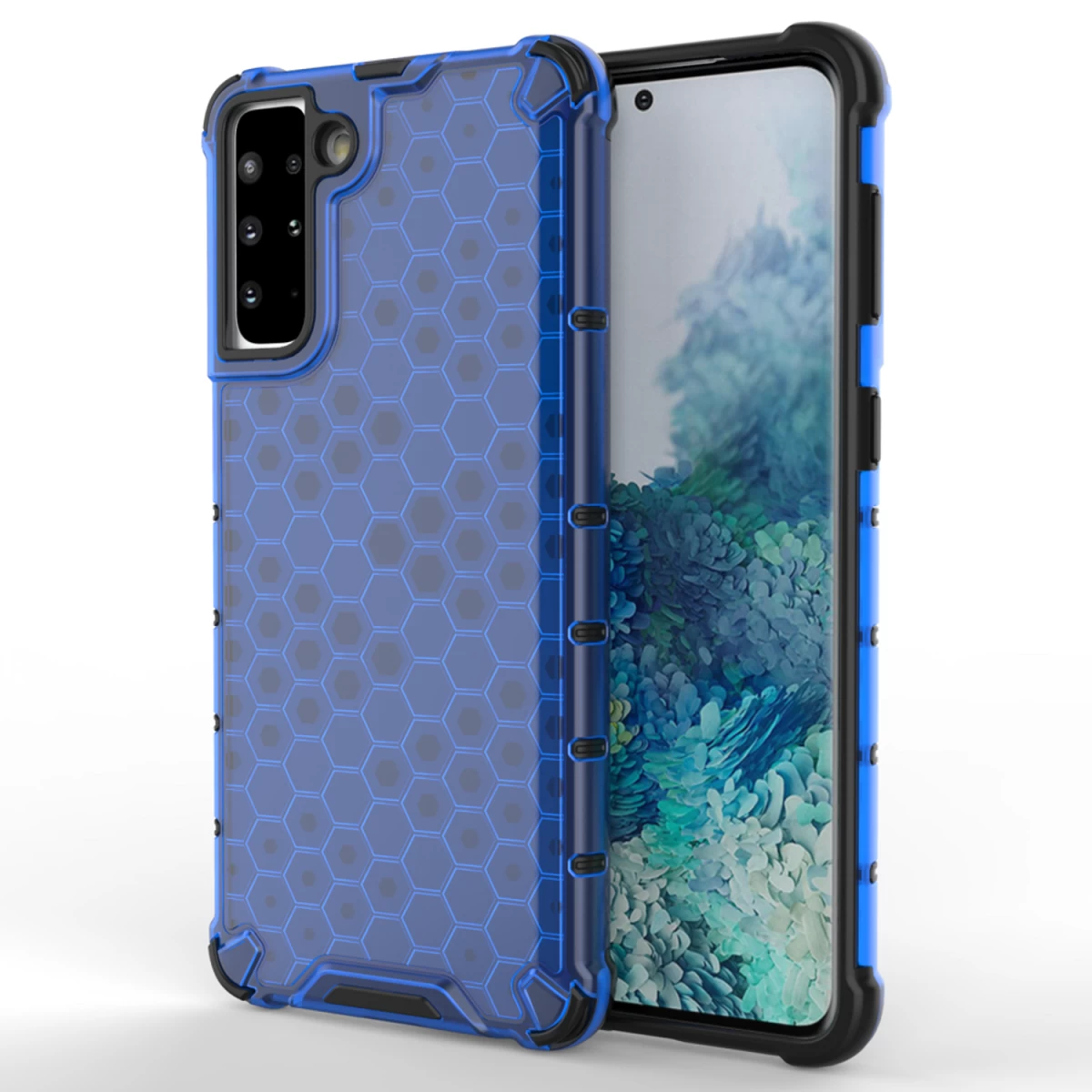 honeycomb šarvuotas Dėklas Su Geliniu Rėmeliu, Skirtas samsung Galaxy S22+ (s22 Plus), Mėlynas honeycomb šarvuotas Dėklas Su Geliniu Rėmeliu, Skirtas samsung Galaxy S22+ (s22 Plus), Mėlynas