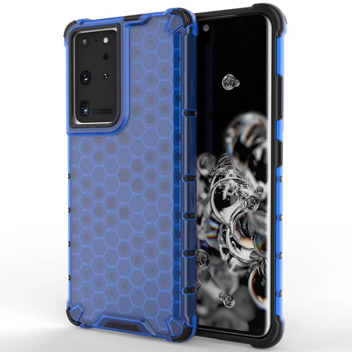 honeycomb šarvuotas Dėklas Su Geliniu Rėmeliu, Skirtas samsung Galaxy S22 Ultra Blue