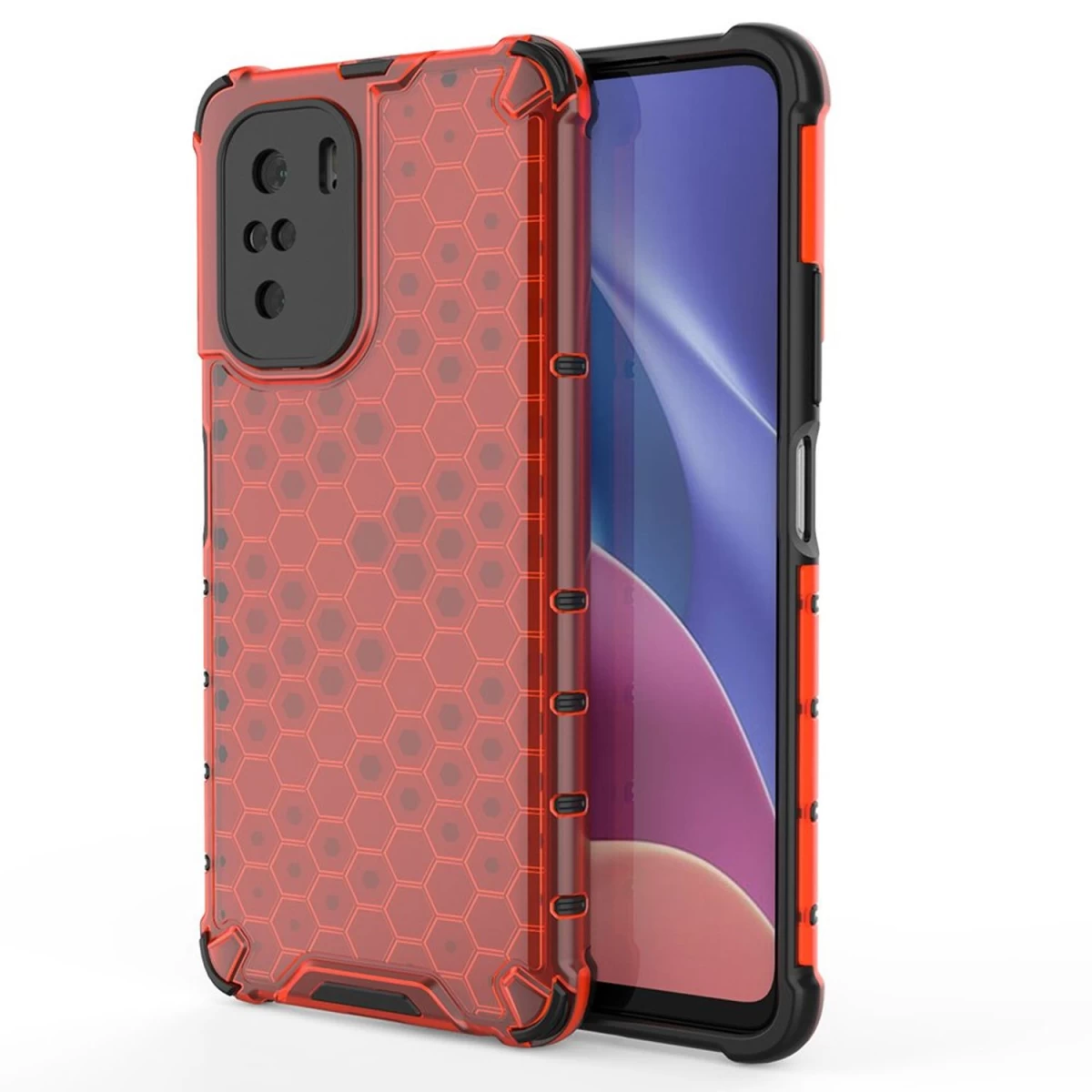 honeycomb šarvuotas Dėklas Su Geliniu Rėmeliu, Skirtas xiaomi Redmi K40 Pro+ / k40 Pro / k40 / poco F3, Raudonas honeycomb šarvuotas Dėklas Su Geliniu Rėmeliu, Skirtas xiaomi Redmi K40 Pro+ / k40 Pro / k40 / poco F3, Raudonas