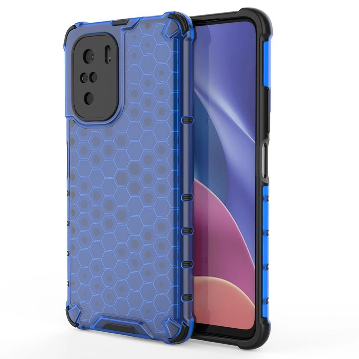 honeycomb Tvirtas Dėklas Su Geliniu Rėmeliu, Skirtas xiaomi Redmi K40 Pro+ / k40 Pro / k40 / poco F3, Mėlynos Spalvos honeycomb Tvirtas Dėklas Su Geliniu Rėmeliu, Skirtas xiaomi Redmi K40 Pro+ / k40 Pro / k40 / poco F3, Mėlynos Spalvos