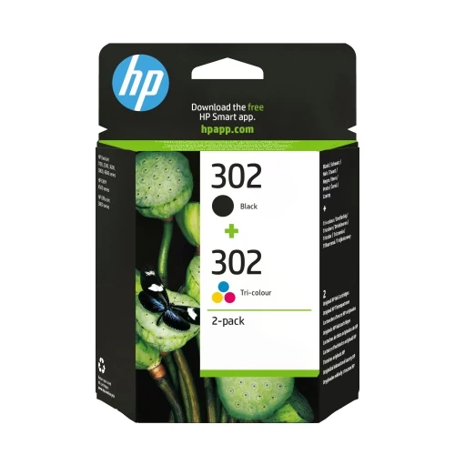 HP 302 2-pack Black/Tri-color (X4D37AE) Rašalinių kasečių komplektas, BK/CMY