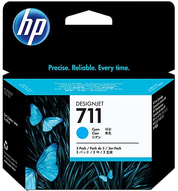 Hp 711 3 Vnt. žydros Spalvos Kasetė Cz134a
