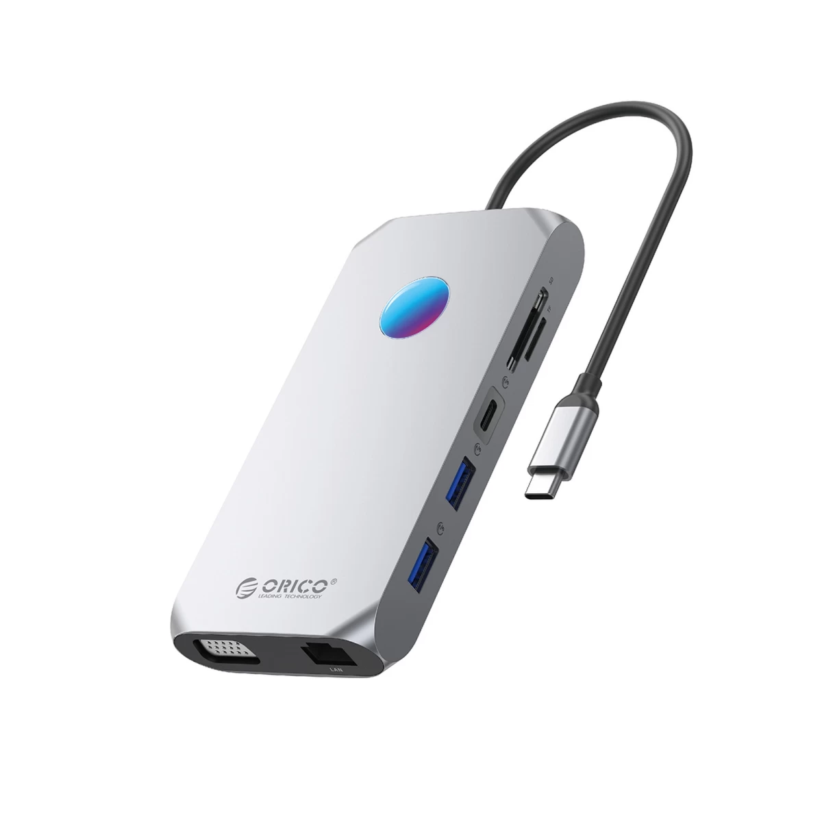 Hub 12-in-1 Usb-c – Usb-a, Usb-c, Hdmi, Vga, Microsd/sd, Rj45, 3,5 Mm Garso Išėjimas, Pd 100 W, 4k, Rgb – Pilkos Spalvos