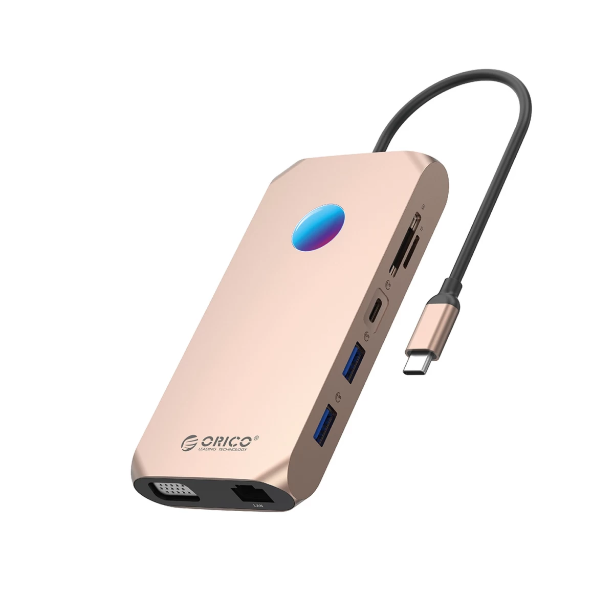 Hub 12-in-1 Usb-c – Usb-a, Usb-c, Hdmi, Vga, Microsd/sd, Rj45, 3,5 Mm Garso Išėjimas, Pd 100 W, 4k, Rgb – Rožinis Auksas