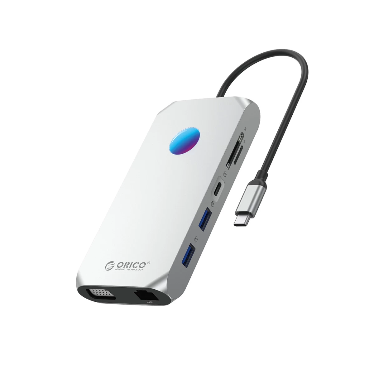 Hub 12-in-1 Usb-c – Usb-a, Usb-c, Hdmi, Vga, Microsd/sd, Rj45, 3,5 Mm Garso Išėjimas, Pd 100 W, 4k, Rgb – Sidabrinis