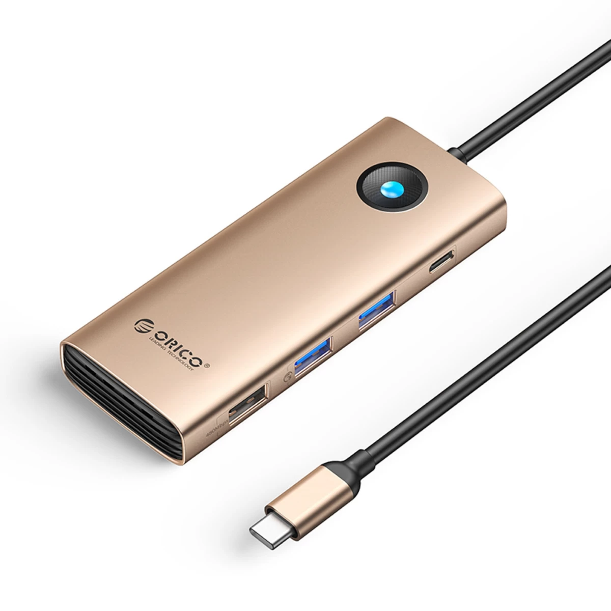 Hub 8-in-1 Usb-c – Usb-a, Usb-c, Hdmi, Vga, Rj45, Pd 100 W, 4k, 60 Hz, 1000 Mbps – Rožinis Auksas