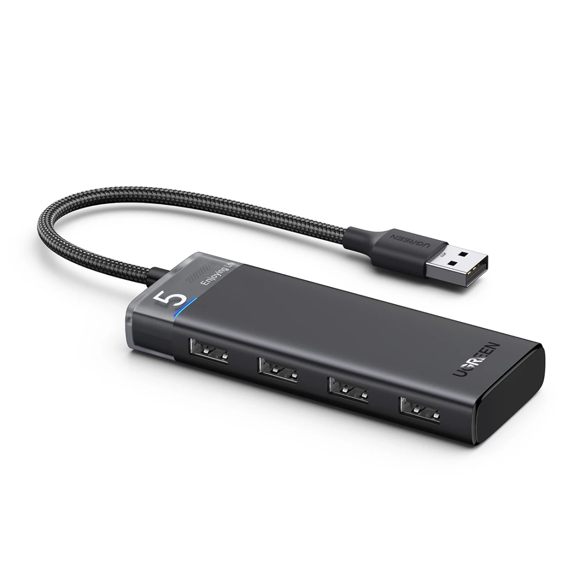 Hub Adapterio Prievadų Dalytuvas 4x Usb-a 3.0 Ir Usb-a Maitinimo Kabelis Juodas Hub Adapterio Prievadų Dalytuvas 4x Usb-a 3.0 Ir Usb-a Maitinimo Kabelis Juodas