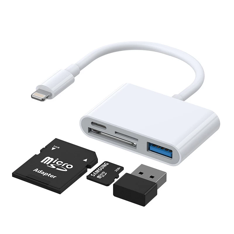 Hub Kortelių Skaitytuvo Adapteris Iphone Otg Lightning - Usb Kortelių Skaitytuvas Sd Tf Baltas Hub Kortelių Skaitytuvo Adapteris Iphone Otg Lightning - Usb Kortelių Skaitytuvas Sd Tf Baltas