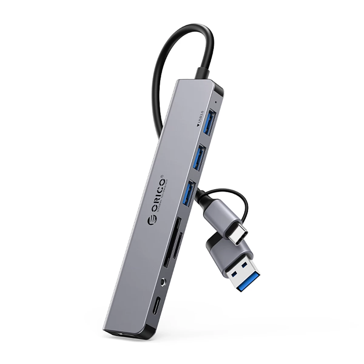 Hub Ysa8-u3 Usb-a / Usb-c į Usb-a Usb-c 3,5 Mm Garso Tf Sd Doko Stotelė - Pilka Hub Ysa8-u3 Usb-a / Usb-c į Usb-a Usb-c 3,5 Mm Garso Tf Sd Doko Stotelė - Pilka