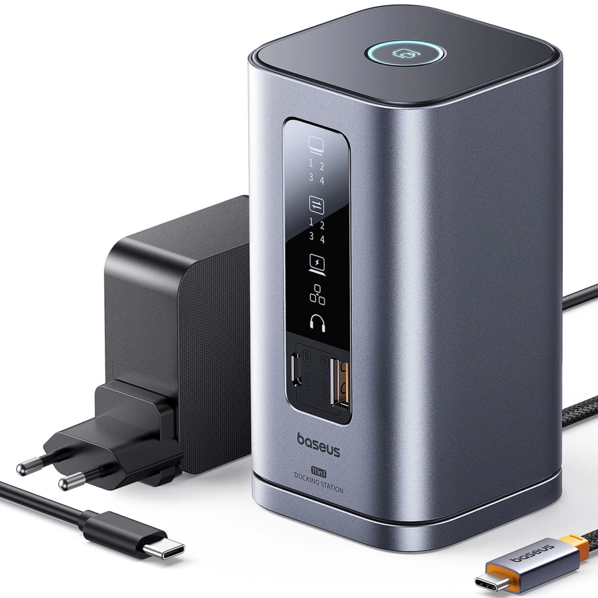 Hub'as Stotelė 11in1 Usb-c Hdmi Dp Usb-a Usb-c Rj45 Pd Mini Lizdas 3,5 Mm įkroviklis Es - Pilka