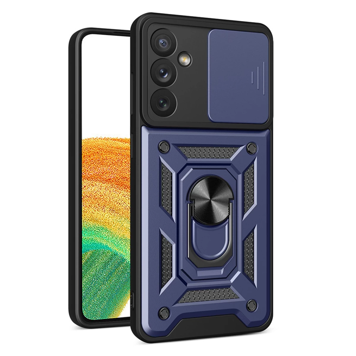 Hybrid Armor Camshield Apsauginis Dėklas Samsung Galaxy A14 Su Kameros Dangteliu Mėlynos Spalvos Hybrid Armor Camshield Apsauginis Dėklas Samsung Galaxy A14 Su Kameros Dangteliu Mėlynos Spalvos