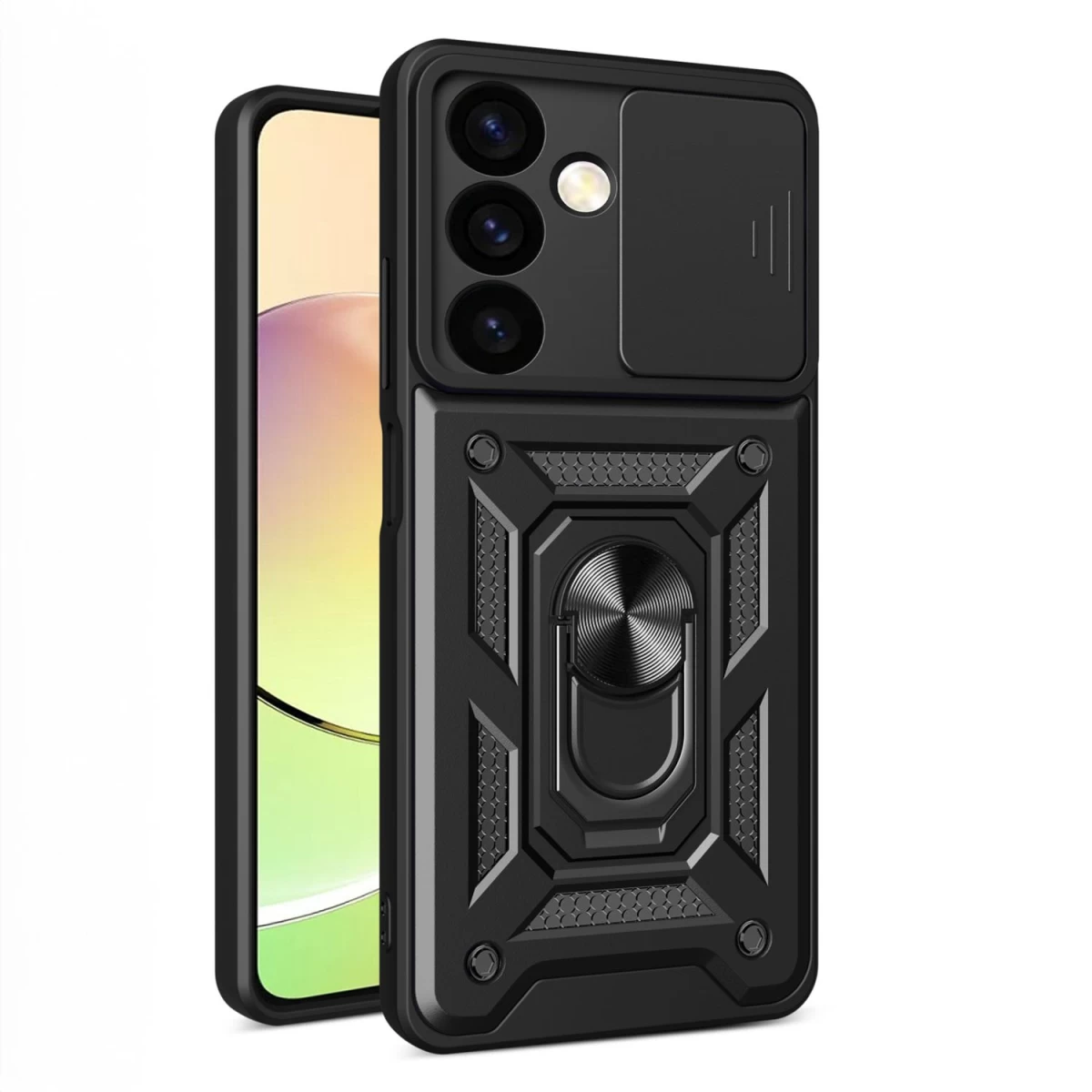Hybrid Armor Camshield Dėklas samsung Galaxy A15 Su Kameros Dangteliu - Juodas