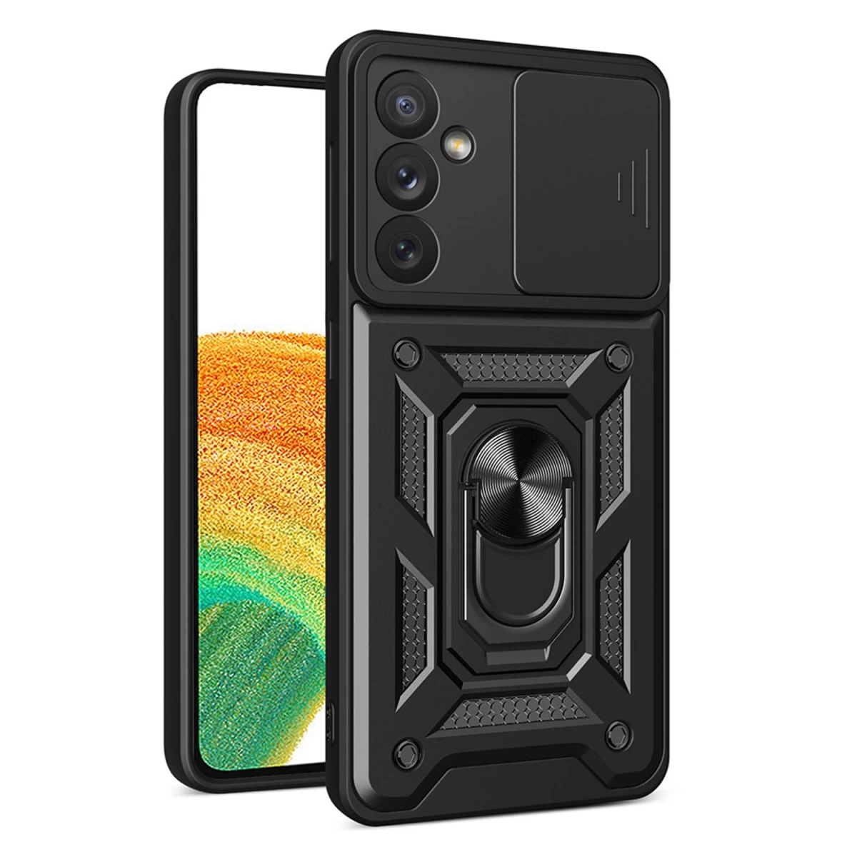 Hybrid Armor Camshield Dėklas samsung Galaxy A34 5g, Apsauginis Dangtelis Su Kameros Apsauga, Juodas Hybrid Armor Camshield Dėklas samsung Galaxy A34 5g, Apsauginis Dangtelis Su Kameros Apsauga, Juodas