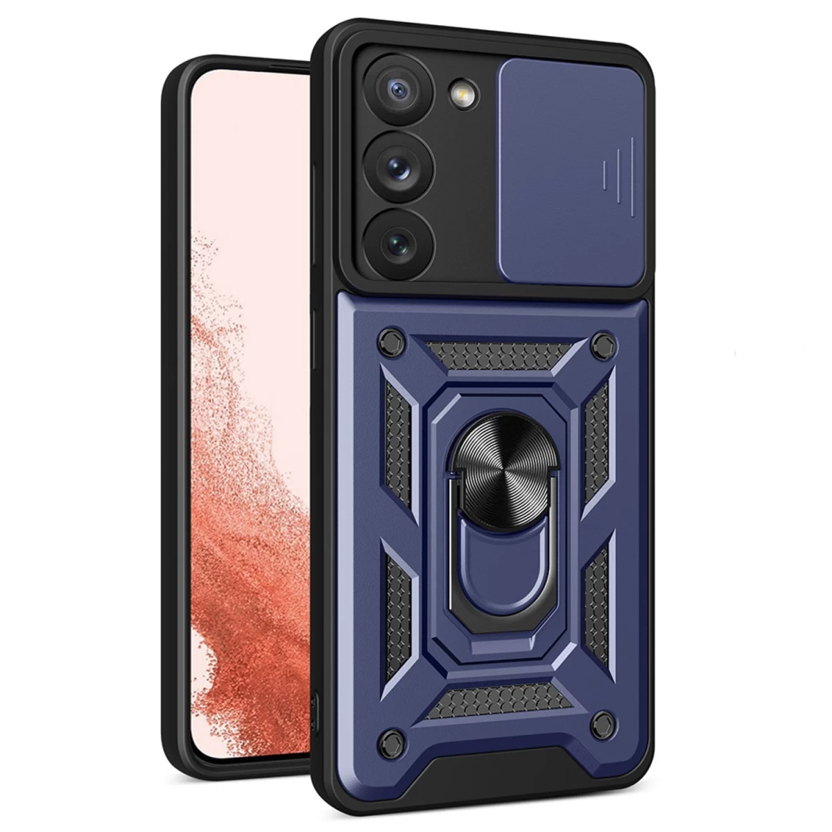 Hybrid Armor Camshield Dėklas Samsung Galaxy S23+ - šarvuotas Dėklas Su Kameros Skydu - Mėlynas