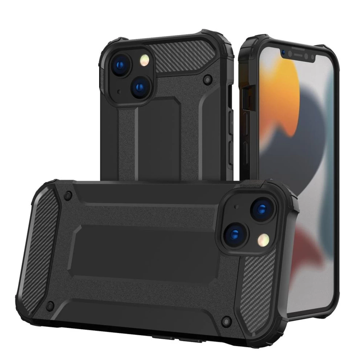 Hybrid Armor Dėklas Iphone 14 šarvuotas Hibridinis Dėklas Juodas