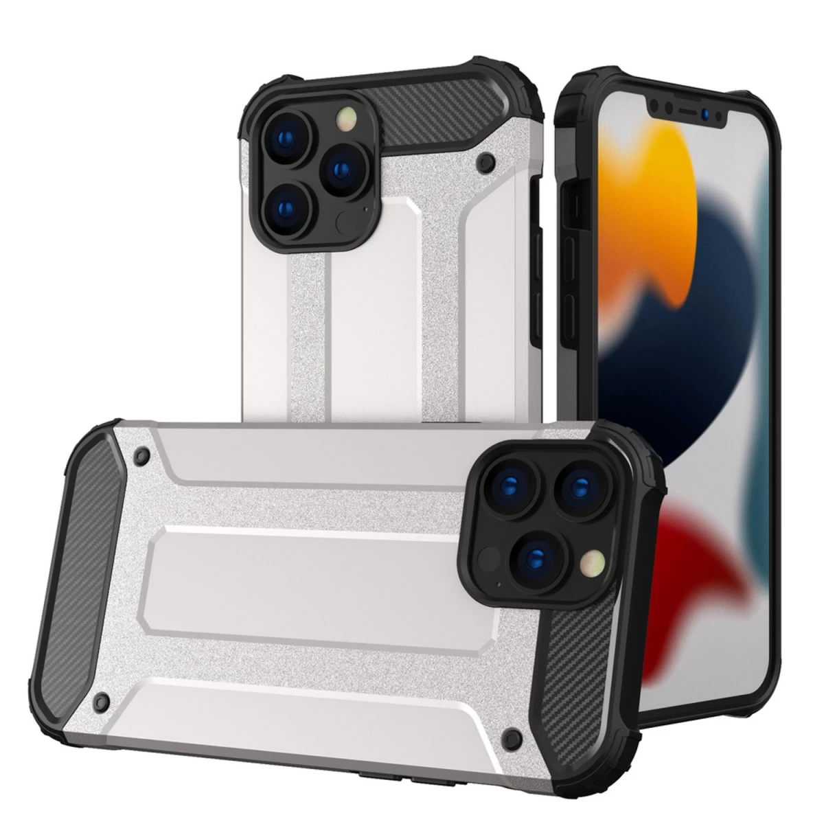 Hybrid Armor Hibridinis šarvinis Dėklas Iphone 13 Pro Sidabrinis